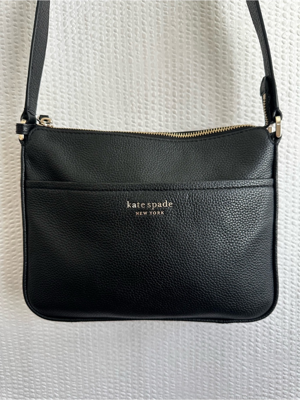Kate Spade Run Around Medium Black Pebbled Leather Crossbody Shoulder Bag
